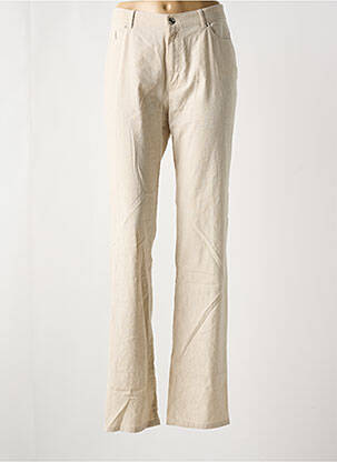 Pantalon droit fermeture zippée sous rabat boutonné taille normale beige BRUNO SAINT HILAIRE femme