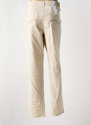 Pantalon droit fermeture zippée sous rabat boutonné taille normale beige BRUNO SAINT HILAIRE femme