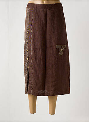 Jupe mi-longue coupe droite marron JAC JAC femme