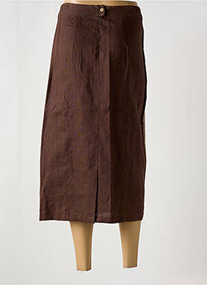 Jupe mi-longue coupe droite marron JAC JAC femme