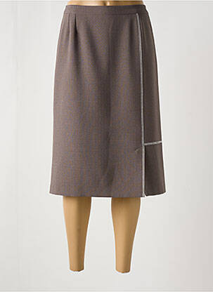 Jupe mi-longue coupe évasée marron GEVANA femme