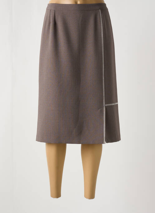 Jupe mi-longue marron GEVANA pour femme