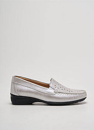 Mocassins tissage satiné talon plat jusqu'à 3cm argent SEMELFLEX femme