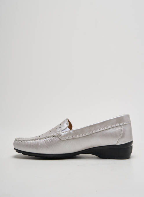 Mocassins tissage satiné talon plat jusqu'à 3cm argent SEMELFLEX femme