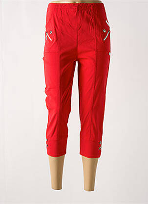 Pantacourt taille élastique taille haute rouge CHERRY B femme