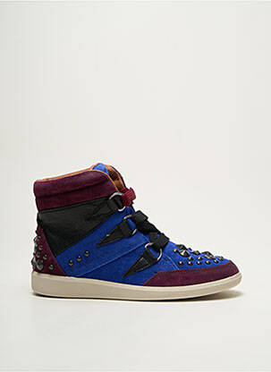 Baskets nubuck talon plat jusqu'à 3cm bleu GROUNDFIVE femme