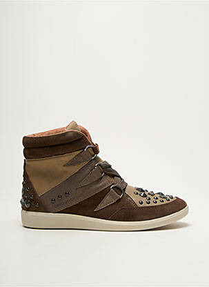 Baskets nubuck talon plat jusqu'à 3cm marron GROUNDFIVE femme