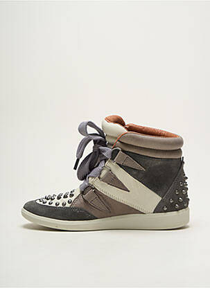 Baskets tissage satiné talon plat jusqu'à 3cm gris GROUNDFIVE femme