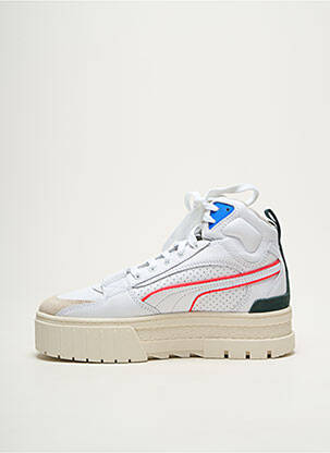 Baskets matière lisse talon de 4 à 6cm blanc PUMA femme