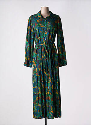 Robe longue manches longues manches longues vert AGATHE & LOUISE femme