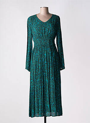 Robe longue manches longues manches longues vert CALIE femme