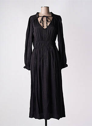Robe longue manches longues manches longues noir EMILIE.K femme