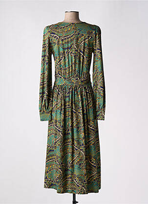 Robe mi-longue imprimé fantaisie manches longues vert KING LOUIE femme