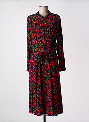 Robe mi-longue imprimé fleurs manches longues rouge KING LOUIE femme