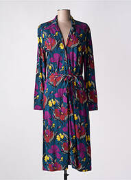 Robe mi-longue imprimé fleurs manches longues bleu KING LOUIE femme