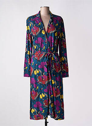 Robe mi-longue imprimé fleurs manches longues bleu KING LOUIE femme