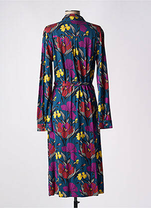Robe mi-longue imprimé fleurs manches longues bleu KING LOUIE femme