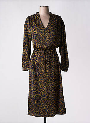 Robe mi-longue coupe fluide manches longues vert FREEMAN T.PORTER femme