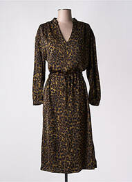 Robe mi-longue coupe fluide manches longues vert FREEMAN T.PORTER femme