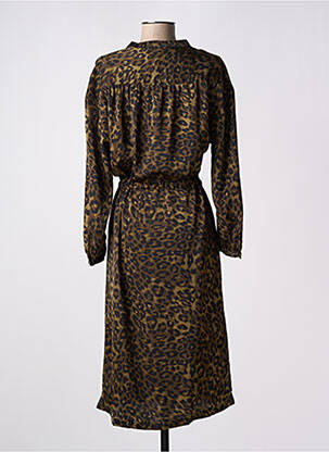 Robe mi-longue coupe fluide manches longues vert FREEMAN T.PORTER femme