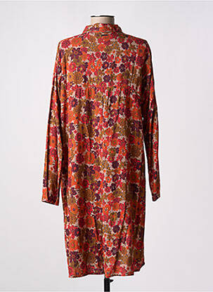 Robe mi-longue imprimé fleurs manches longues orange AGATHE & LOUISE femme