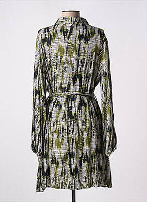 Robe mi-longue imprimé fantaisie manches longues vert EMILIE.K femme