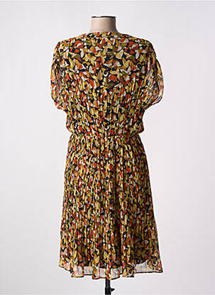 Robe mi-longue imprimé fantaisie manches courtes jaune MOLLY BRACKEN femme
