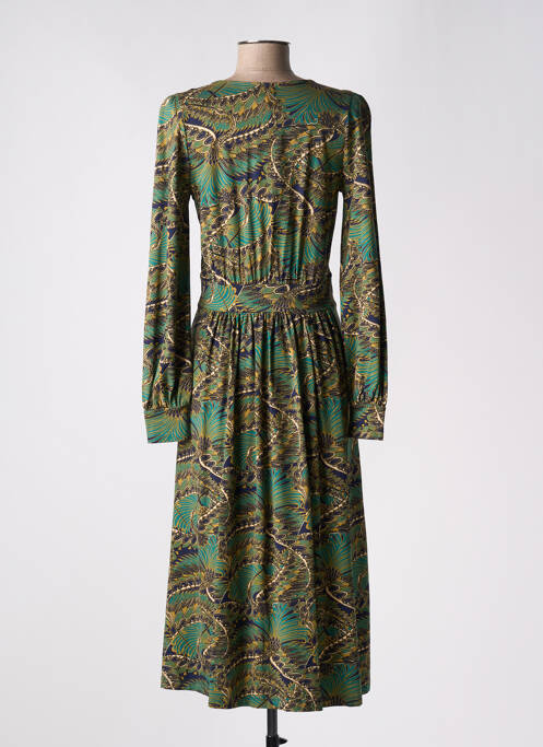 Robe mi-longue imprimé fantaisie manches longues vert KING LOUIE femme