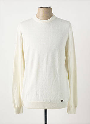 Pull col rond manches longues blanc RECYCLED ART WORLD homme