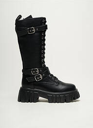 Bottes tissage satiné talon de 4 à 6cm noir BUFFALO femme