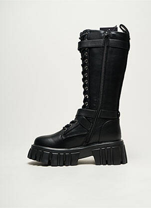 Bottes tissage satiné talon de 4 à 6cm noir BUFFALO femme
