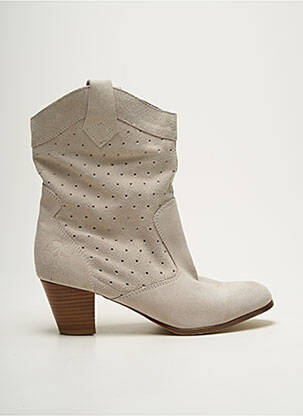 Bottines/boots cubain talon de 4 à 6cm beige LE TEMPS DES CERISES femme