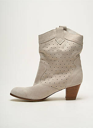 Bottines/boots cubain talon de 4 à 6cm beige LE TEMPS DES CERISES femme