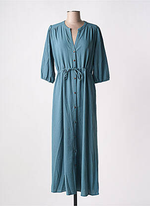 Robe longue coupe fluide manches 3/4 bleu GRACE & MILA femme