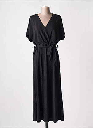 Robe mi-longue manches courtes manches courtes noir GRACE & MILA femme