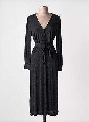 Robe longue manches longues manches longues noir GRACE & MILA femme