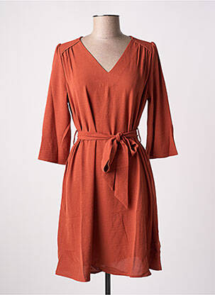 Robe mi-longue coupe fluide manches 3/4 orange GRACE & MILA femme
