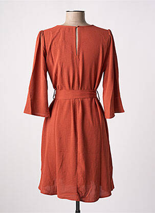Robe mi-longue coupe fluide manches 3/4 orange GRACE & MILA femme