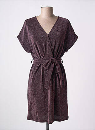 Robe mi-longue manches courtes manches courtes violet GRACE & MILA femme