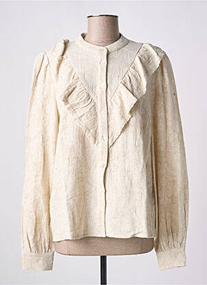 Chemisier coupe droite manches longues beige FRNCH femme