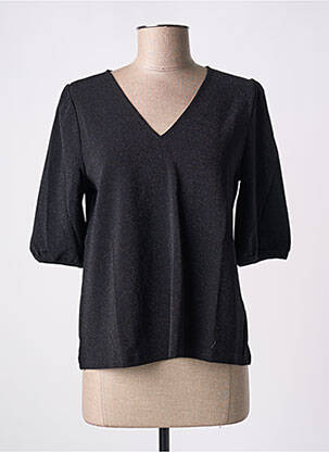 Top col v manches 3/4 noir GRACE & MILA femme