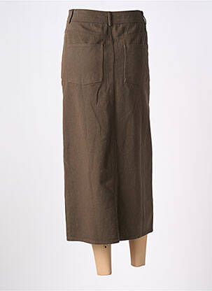 Jupe mi-longue coupe droite marron GRACE & MILA femme