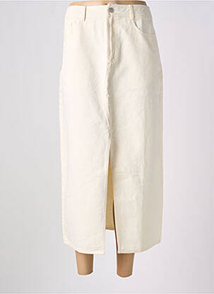Jupe mi-longue coupe droite beige GRACE & MILA femme