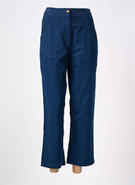 Pantalon 7/8 fermeture zippée sous rabat boutonné bleu FRNCH femme