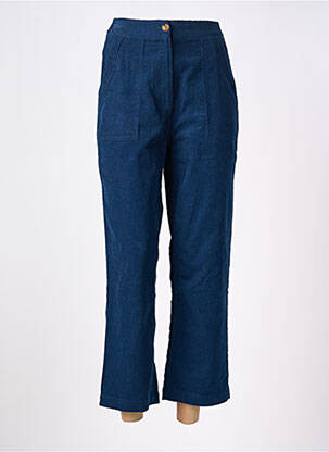 Pantalon 7/8 fermeture zippée sous rabat boutonné bleu FRNCH femme