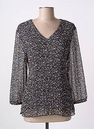 Blouse imprimé fantaisie manches longues bleu CHRISTINE LAURE femme