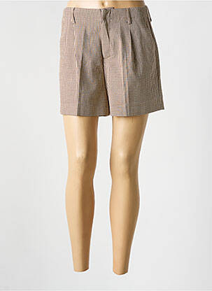 Short fermeture zippée sous rabat avec crochet taille normale marron ONLY femme
