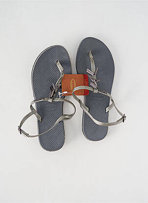 Tongs tissage satiné talon plat jusqu'à 3cm argent HAVAIANAS femme