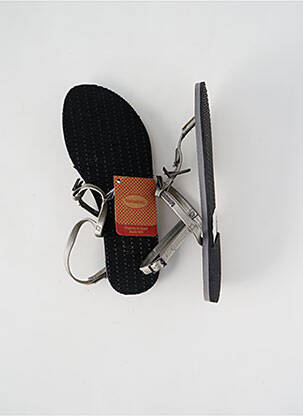 Tongs tissage satiné talon plat jusqu'à 3cm argent HAVAIANAS femme