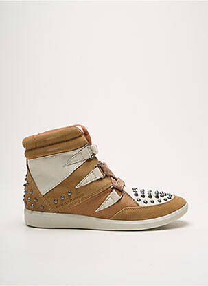 Baskets fermeture lacets talon plat jusqu'à 3cm beige GROUNDFIVE femme